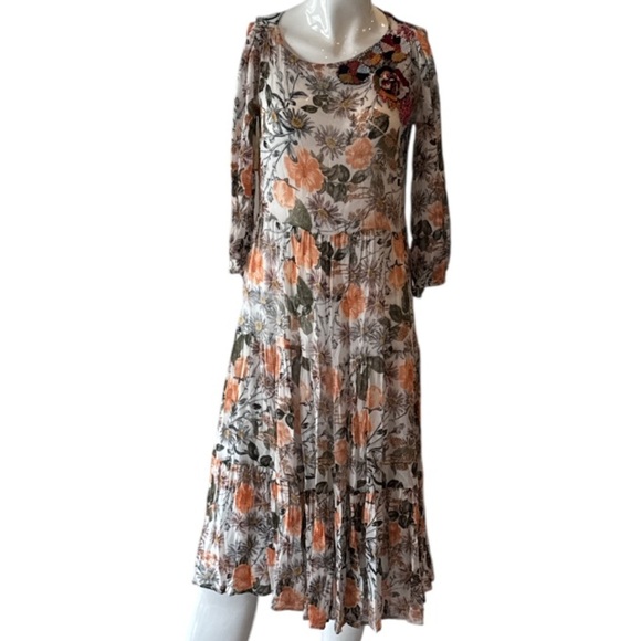 Anthropologie Meadow Rue Espalier Sheer Floral Embroidered Tunic Dress Size XS - Picture 5 of 14